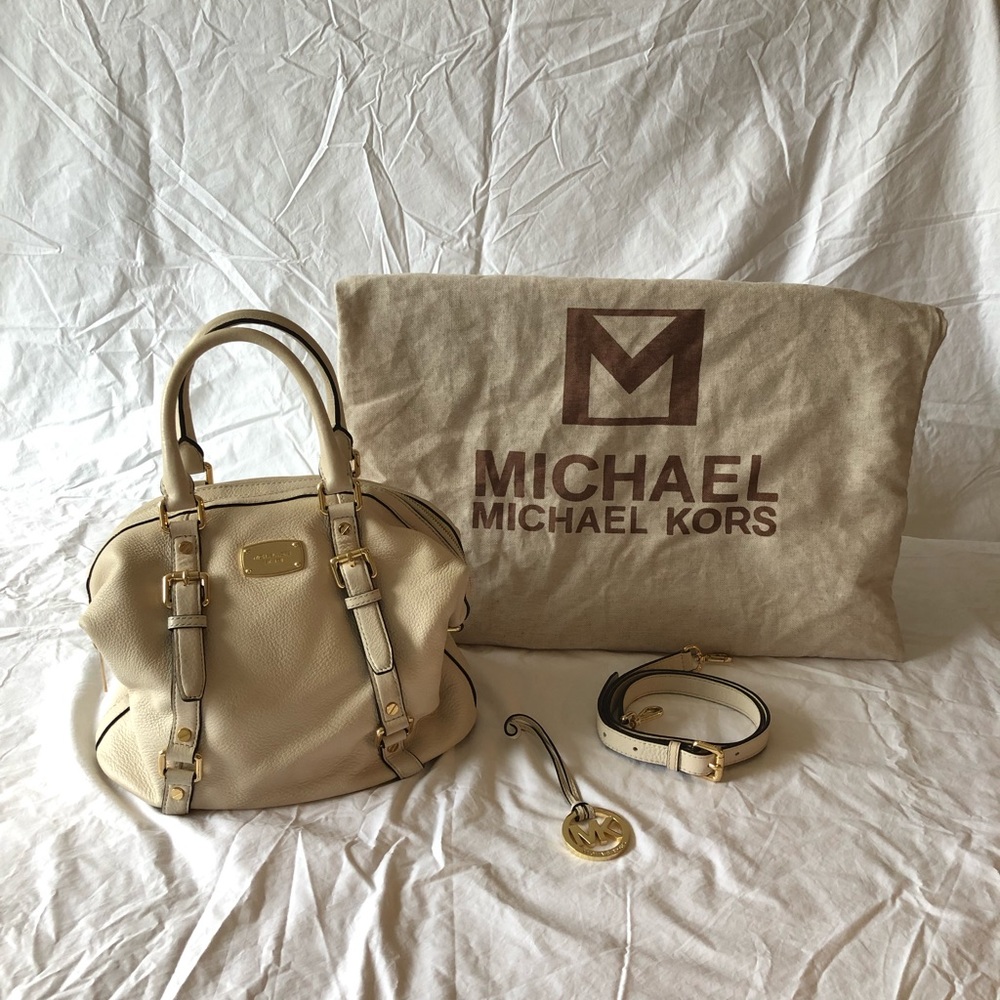 Michael Kors / leather/ cream with gold hardware.